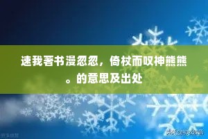 速我著书漫忽忽，倚杖而叹神熊熊。的意思及出处
