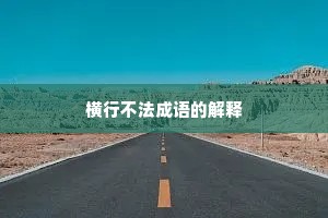 横行不法成语的解释