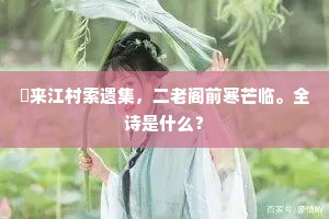 朅来江村索遗集，二老阁前寒芒临。全诗是什么？