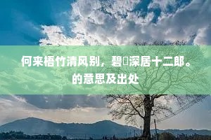 何来梧竹清风别，碧沚深居十二郎。的意思及出处