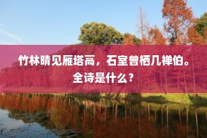 竹林晴见雁塔高，石室曾栖几禅伯。全诗是什么？
