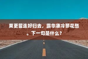 莫更留连好归去，露华凄冷蓼花愁。下一句是什么？