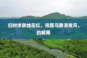 归时休放烛花红，待蹋马蹄清夜月。的解释