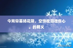 今宵帘幕扬花阴，空馀枕泪独伤心。的释义