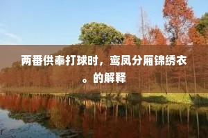 两番供奉打球时，鸾凤分厢锦绣衣。的解释