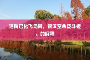 瑶阶已化飞凫舄，银汉空余泛斗槎。的解释