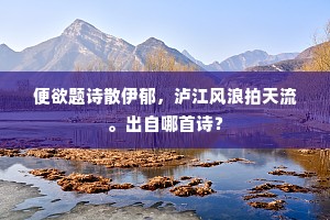 便欲题诗散伊郁，泸江风浪拍天流。出自哪首诗？
