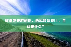 欲访尧夫游憩处，西风吹鬓晚颾颾。全诗是什么？
