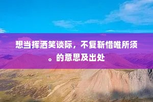 想当挥洒笑谈际，不复靳惜唯所须。的意思及出处