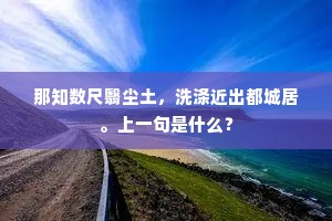 那知数尺翳尘土，洗涤近出都城居。上一句是什么？