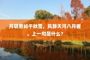 月明葱岭千秋雪，风静天河八月槎。上一句是什么？