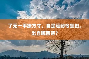 了无一事撩方寸，自是颓龄令鬓斑。出自哪首诗？