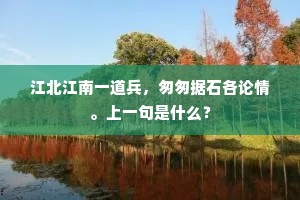 江北江南一道兵，匆匆据石各论情。上一句是什么？