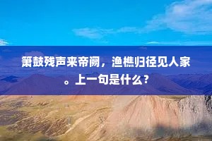 箫鼓残声来帝阙，渔樵归径见人家。上一句是什么？