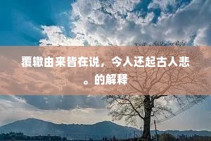 覆辙由来皆在说，今人还起古人悲。的解释