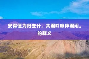 安得便为归去计，共君吟咏伴君闲。的释义