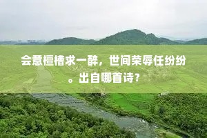 会意檀槽求一醉，世间荣辱任纷纷。出自哪首诗？