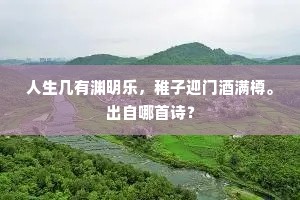 人生几有渊明乐，稚子迎门酒满樽。出自哪首诗？