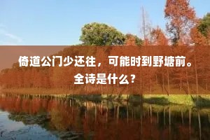 倚道公门少还往，可能时到野塘前。全诗是什么？
