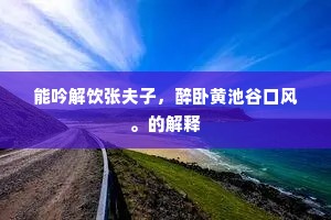 能吟解饮张夫子，醉卧黄池谷口风。的解释