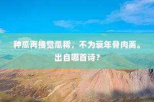 种瓜再摘觉瓜稀，不为衰年骨肉离。出自哪首诗？