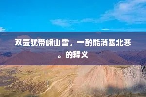 双壶犹带崤山雪，一酌能消塞北寒。的释义
