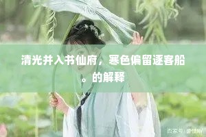 清光并入书仙府，寒色偏留逐客船。的解释