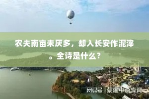 农夫南亩未厌多，却入长安作泥滓。全诗是什么？