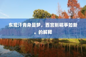 东观汗青身是梦，西宫削稿事如新。的解释