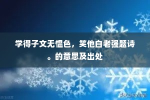 学得子文无愠色，笑他白老强题诗。的意思及出处