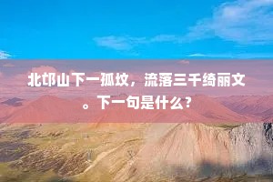 北邙山下一孤坟，流落三千绮丽文。下一句是什么？