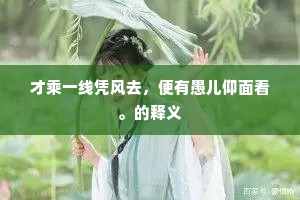 才乘一线凭风去，便有愚儿仰面看。的释义