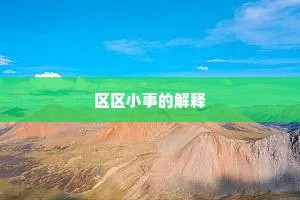 区区小事的解释