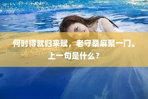 何时得就归来赋，老守桑麻聚一门。上一句是什么？