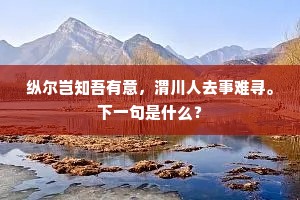 纵尔岂知吾有意，渭川人去事难寻。下一句是什么？