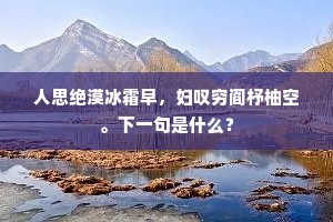 人思绝漠冰霜早，妇叹穷阎杼柚空。下一句是什么？