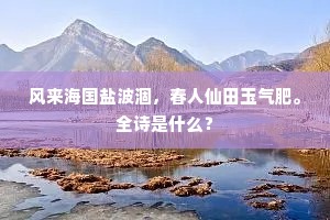 风来海国盐波涸，春人仙田玉气肥。全诗是什么？