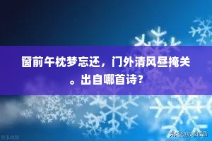 窗前午枕梦忘还，门外清风昼掩关。出自哪首诗？