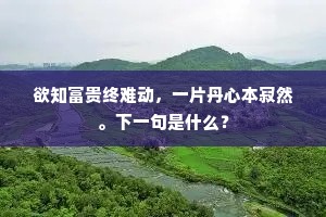欲知富贵终难动，一片丹心本寂然。下一句是什么？