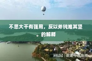 不思大干有强用，反以斧钝难其坚。的解释