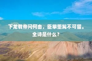 下龙载帝问何由，臣攀堕髯不可留。全诗是什么？