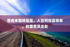 吾病未能终是是，人言何似喜非非。的意思及出处