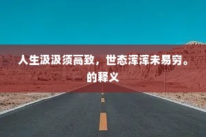 人生汲汲须高致，世态浑浑未易穷。的释义