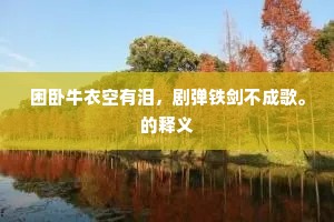 困卧牛衣空有泪，剧弹铁剑不成歌。的释义