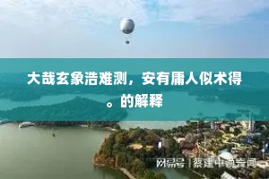 大哉玄象浩难测，安有庸人似术得。的解释