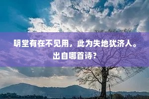 明堂有在不见用，此为失地犹济人。出自哪首诗？
