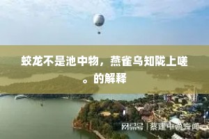 蛟龙不是池中物，燕雀乌知陇上嗟。的解释