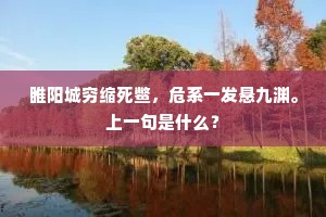 睢阳城穷缩死鳖，危系一发悬九渊。上一句是什么？
