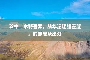 於中一木特甚异，肤华逆理纽左旋。的意思及出处