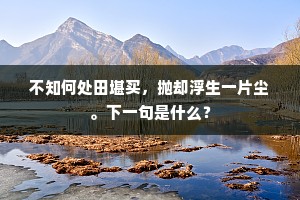 不知何处田堪买，抛却浮生一片尘。下一句是什么？